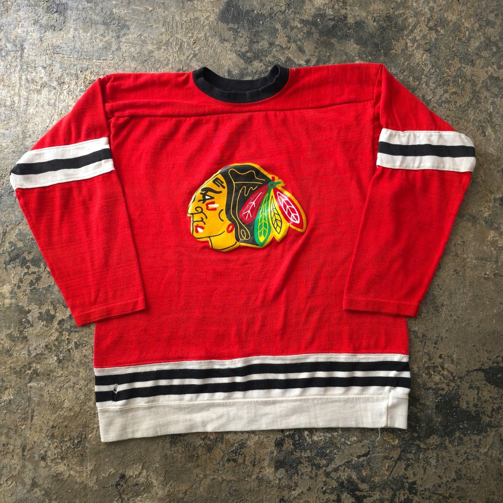 Vintage 70s Rawlings Red Chicago Blackhawks Jersey Youth M NHL Hockey